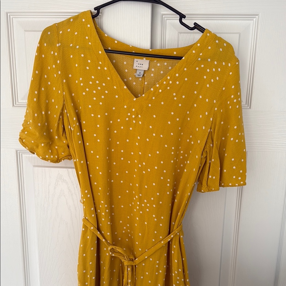 A New Day Yellow Polka Dot Dress